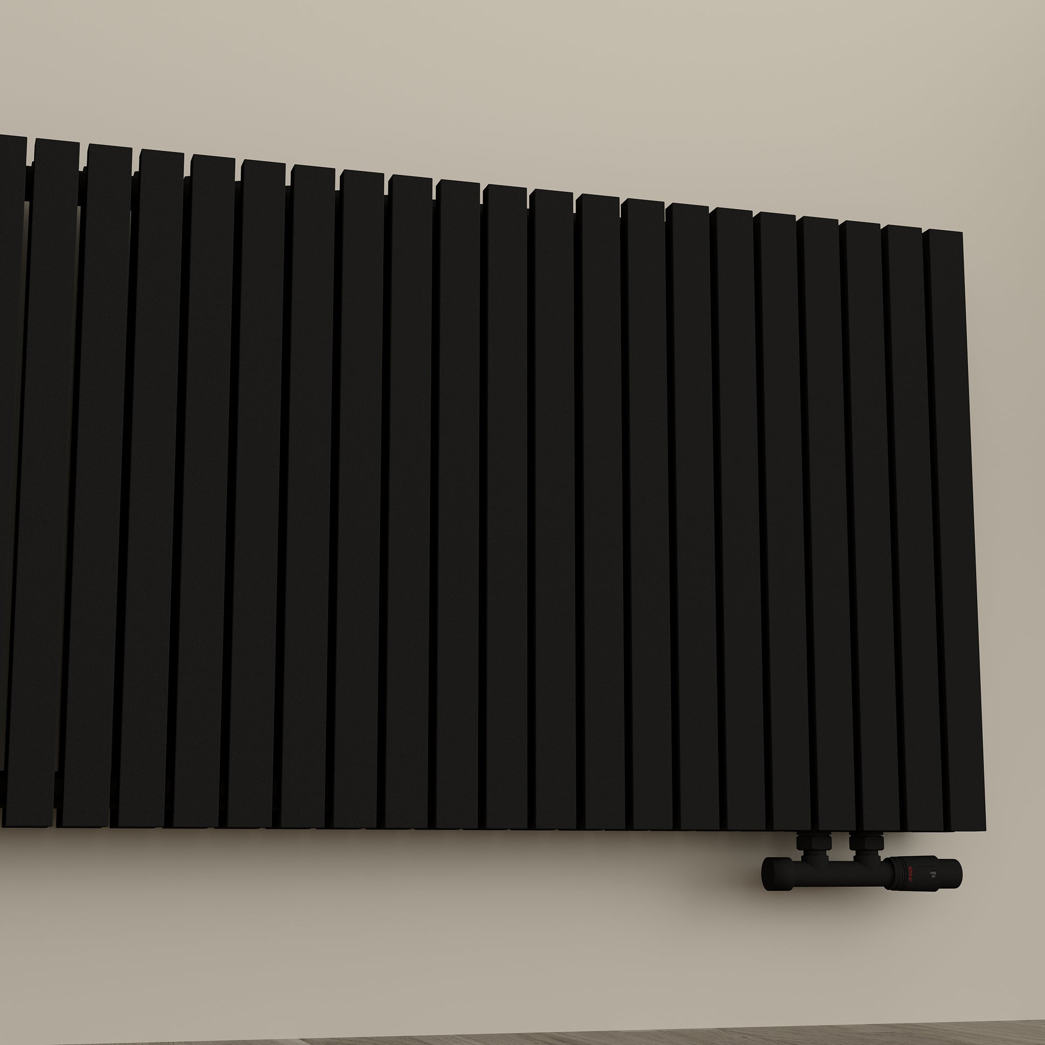Design-Paneelheizkörper SOMERA Schwarz – Horizontal, Doppellagig