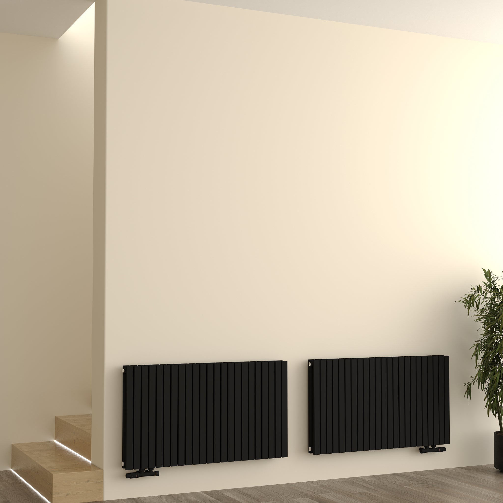 Design-Paneelheizkörper SOMERA Schwarz – Horizontal, Doppellagig