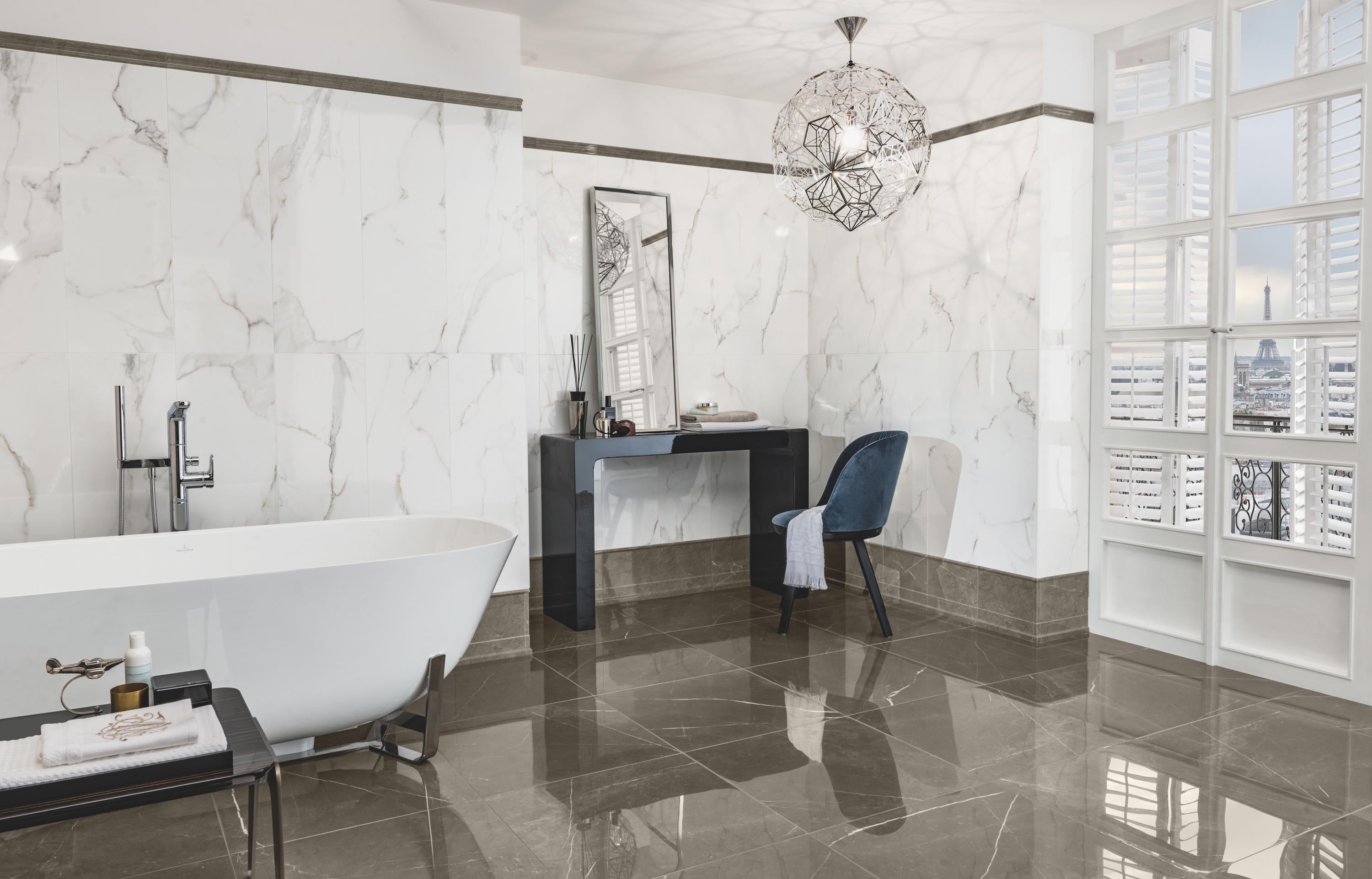 Bodenfliese Villeroy & Boch Marmochic Deep Pearl Poliert